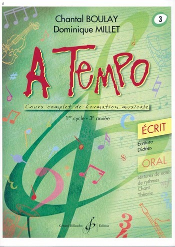 A TEMPO - PARTIE ECRITE - VOLUME 3&nbsp;&nbsp;LECTURE CHANTÉE /FORMATION DE LA VOIX&nbsp;&nbsp;