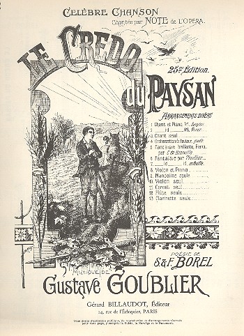 Le credo du paysan  pour tenor et piano  