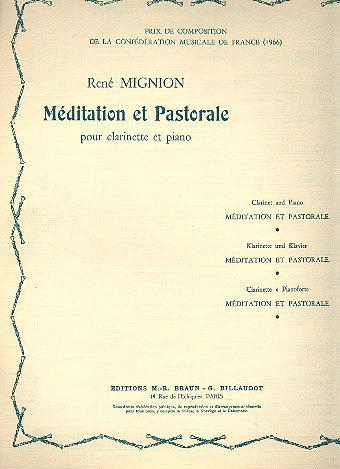 Méditation et Pastorale pour&nbsp;&nbsp;clarinette et piano&nbsp;&nbsp;
