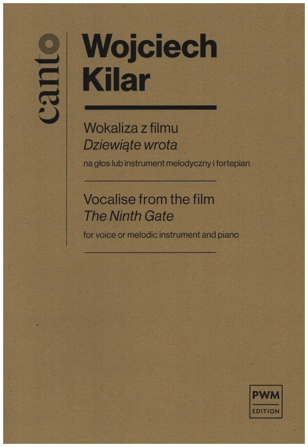 Vocalise The Ninth Gate  for voice or melodic instrument  and piano