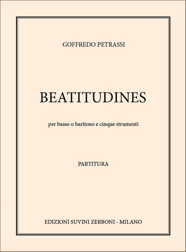 Beatitudines  für Bass (Bariton), Klarinette, Trompete, Viola, Kontrabass und Pauken  Partitur