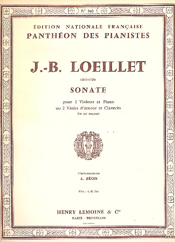 Sonate sol majeur pour&nbsp;&nbsp;2 violons et piano&nbsp;&nbsp;