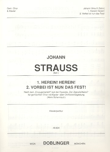 Herein herein  und  Vorbei ist nun das Fest&nbsp;&nbsp;für gem Chor und Orchester (Klavier)&nbsp;&nbsp;Klavierpartitur