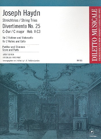 Streichtrio C-Dur Nr.25 Hob.V:C3&nbsp;&nbsp;für 2 Violinen und Violoncello&nbsp;&nbsp;Partitur+Stimmen