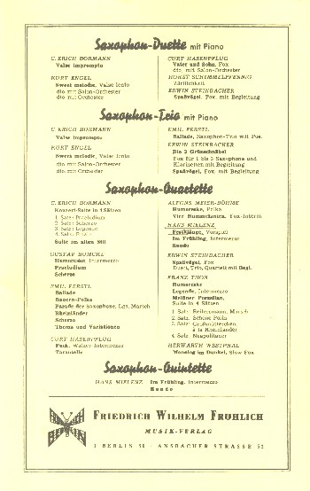 Festklänge für 4 Saxophone    