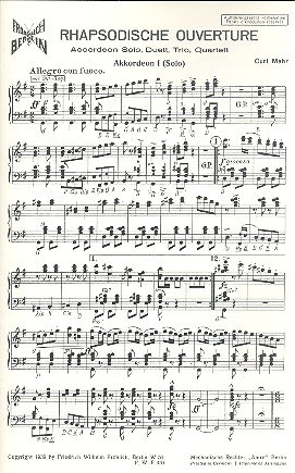 Rhapsodische Ouvertüre  für Akkordeon und Begleitung  