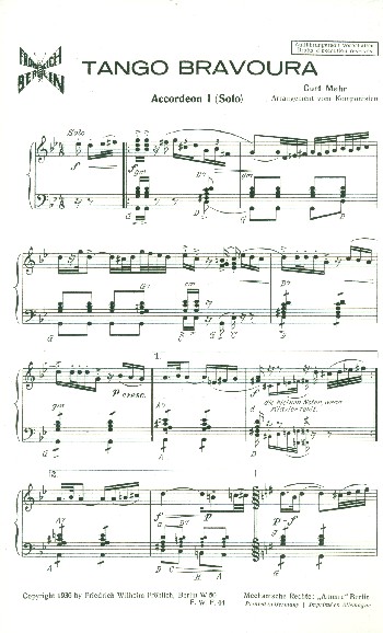 Tango Bravoura für 3 Akkordeons    