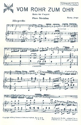 Vom Rohr zum Ohr für Fagott&nbsp;&nbsp;und Klavier&nbsp;&nbsp;