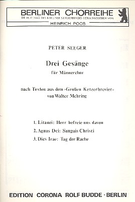Drei Gesänge . für Männerchor  a cappella  Partitur