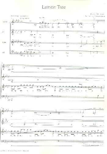 Lemon Tree&nbsp;&nbsp;für gem Chor a cappella&nbsp;&nbsp;Partitur