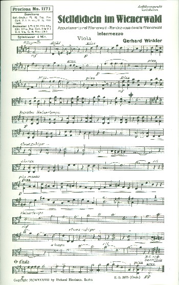 Stelldichein im Wienerwald   und  Läutet  Glocken der Liebe: für Salonorchester  Ergänzungsstimmen