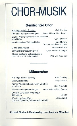 Alle Tage ist kein Sonntag für&nbsp;&nbsp;gem Chor&nbsp;&nbsp;Partitur
