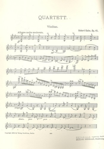 Quartett op.41  für Violine, Viola, Violoncello und Klavier  3 Streicherstimmen