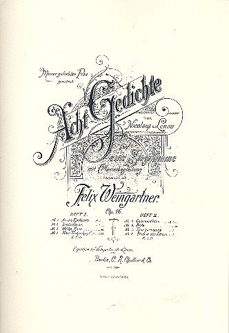 8 Gedichte op.16&nbsp;&nbsp;für Gesang und Klavier&nbsp;&nbsp;
