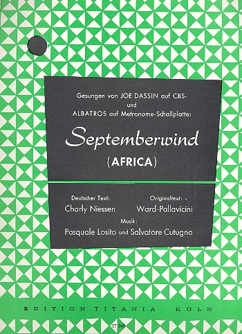 Septemberwind ( Africa ):  für Klavier/Gesang/Gitarre  