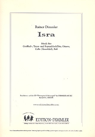 Isra für Blockflöte (ST GB), Gitarre,&nbsp;&nbsp;Violoncello und Kontrabass&nbsp;&nbsp;Partitur und Stimmen
