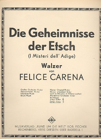 Die Geheimnisse der Etsch (G-Dur)&nbsp;&nbsp;für Zither im Bassschlüsssel&nbsp;&nbsp;