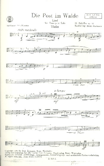 Die Post im Walde op.12:  für Salonorchester  Ergänzungsstimmen