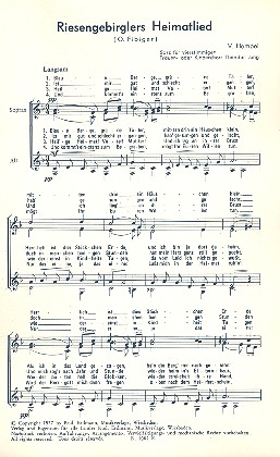 Riesengebirglers Heimatlied&nbsp;&nbsp;für Frauenchor&nbsp;&nbsp;Partitur