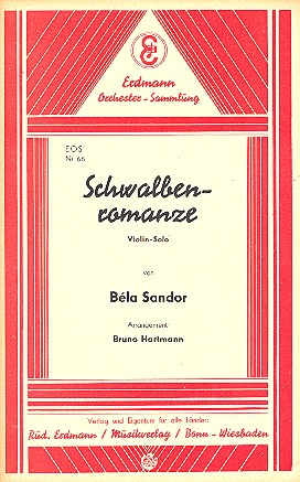 Schwalben-Romanze: für&nbsp;&nbsp;Salonorchester&nbsp;&nbsp;