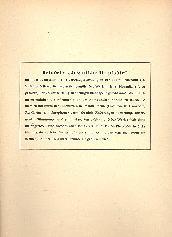 Ungarische Rhapsodie:&nbsp;&nbsp;für Blasorchester&nbsp;&nbsp;