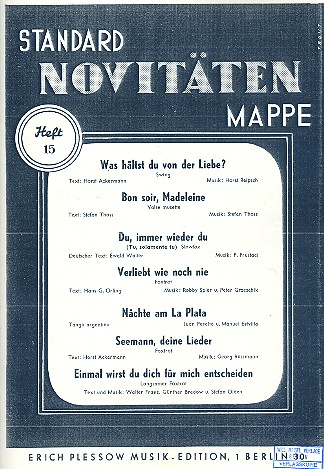 Standard Novitätenmappe Band 15:&nbsp;&nbsp;Album für Gesang und Klavier&nbsp;&nbsp;