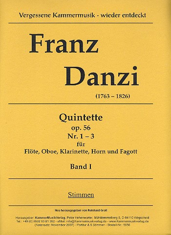 3 Quintette op.56  für Flöte, Oboe, Klarinette, Horn und Fagott  Stimmen