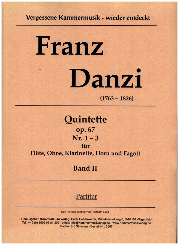 3 Bläserquintette op.67 Nr. 4 - 6  Flöte, Oboe, Klarinette(B), Horn(F) und Fagott  Partitur