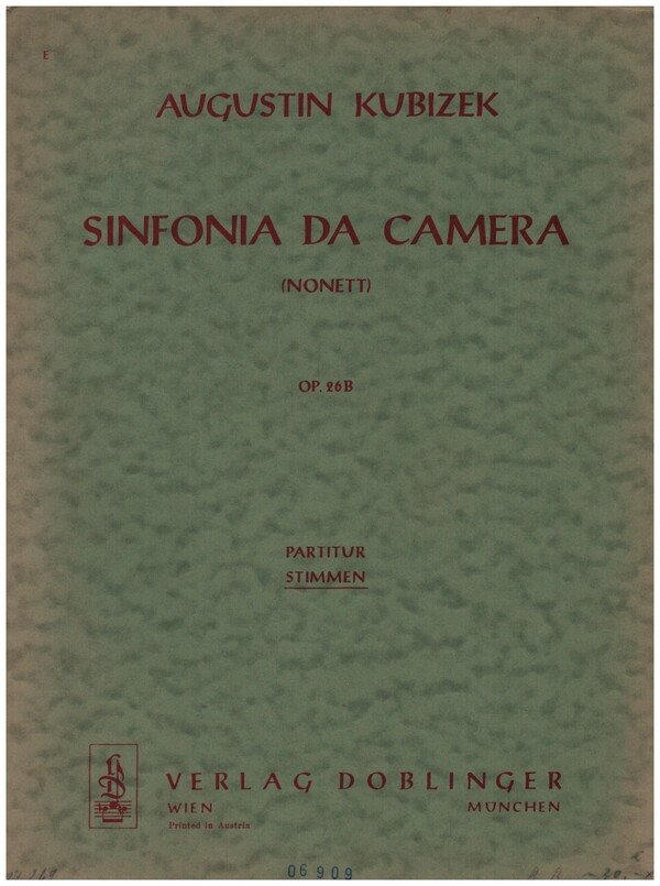 Sinfonia da camera op.26b  für Flöte, Oboe, Klarinette, Fagott, Horn, Violine,Viola,Vc,Kontrabass  Stimmen