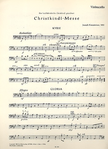 Christkindl Messe&nbsp;&nbsp;für gem Chor, Orchester und Orgel&nbsp;&nbsp;Violoncello