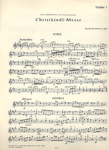 Christkindl  Messe&nbsp;&nbsp;für gem Chor, Orchetser und Orgel&nbsp;&nbsp;Violine 1