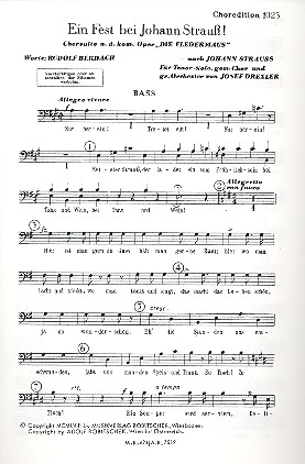 Ein Fest bei Johann Strauss (Medley)&nbsp;&nbsp;für Tenor, gem Chor und Orchester&nbsp;&nbsp;Bass