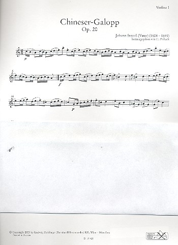 Chineser-Galopp op.20  für Orchester  Violine 1