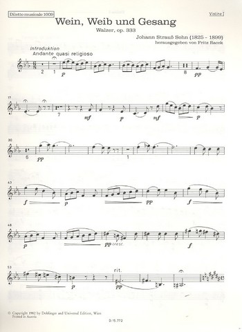 Wein Weib und Gesang op.333&nbsp;&nbsp;für Orchester&nbsp;&nbsp;Violine 1
