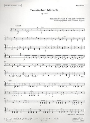 Persischer Marsch op.289&nbsp;&nbsp;für Orchester&nbsp;&nbsp;Violine 2