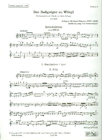 Der Bassgeiger zu Wörgl  für 2 Singstimmen, Streicher und Bc  Violine 1