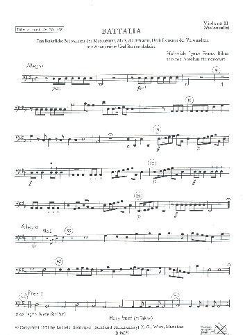Battalia  für Streichorchester und Bc  Violone 2 (Kontrabass / Violoncello)