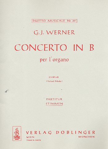 Konzert B-Dur  für Orgel und Kammerorchester  Stimmensatz