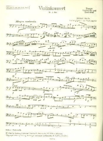 Konzert B-Dur  für Violine, Streicher und Cembalo  Streicherstimmen  (4-3-2-2-1)