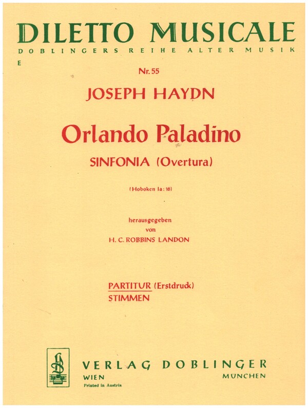 Orlando Paladino Hob. Ia:16&nbsp;&nbsp;für Sinfonieorchester&nbsp;&nbsp;Partitur