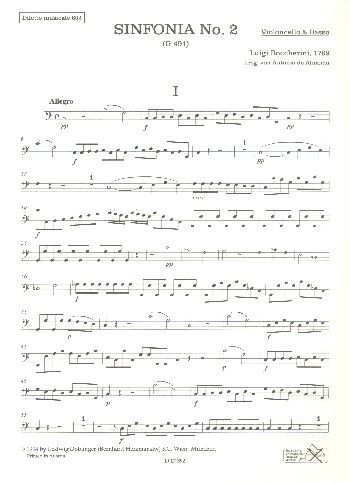 Sinfonie C-Dur Nr.2 op.7 G491&nbsp;&nbsp;für Orchester&nbsp;&nbsp;Violoncello/Kontrabass