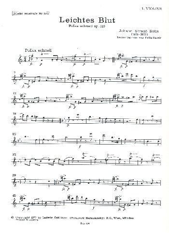 Leichtes Blut op.319&nbsp;&nbsp;für Orchester&nbsp;&nbsp;Violine 1