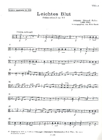 Leichtes Blut op.319&nbsp;&nbsp;für Orchester&nbsp;&nbsp;Viola