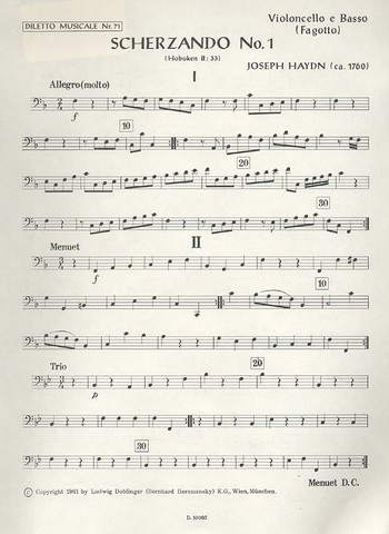 Scherzando F-Dur Nr.1 Hob.II:33&nbsp;&nbsp;für Orchester&nbsp;&nbsp;Violoncello/Kontrabass/Fagott