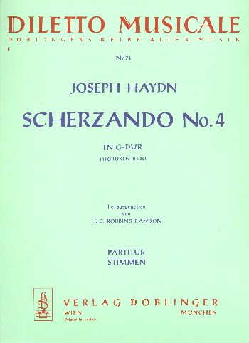 Scherzando G-Dur Nr.4 Hob.II:36&nbsp;&nbsp;für Flöte, 2 Oboen, 2 Hörner, 2 Violinen, Kontrabass und Cembalo&nbsp;&nbsp;Partitur