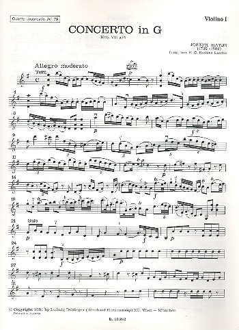 Konzert G-Dur Hob.VIIa:4&nbsp;&nbsp;für Violine, Streicher und Bc&nbsp;&nbsp;Violine 1