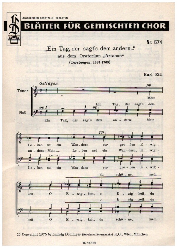 Ein Tag, der sagt's dem andern aus dem Oratorium 