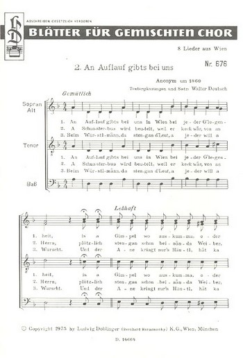 An Auflauf gibts bei uns&nbsp;&nbsp;für gem Chor a cappella&nbsp;&nbsp;Partitur