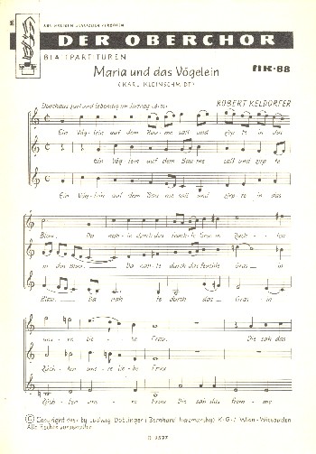Maria und das Vögelein  für Frauenchor a cappella  Partitur