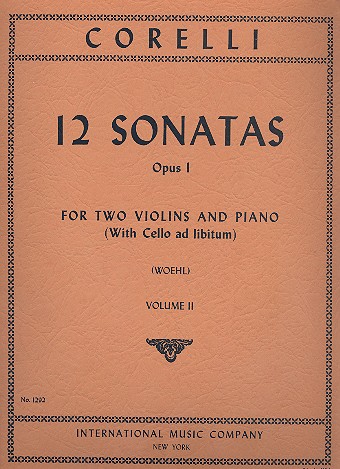 12 Sonatas op.1 vol.2 (nos.4-6)  for 2 violins and piano (violoncello ad lib)  parts